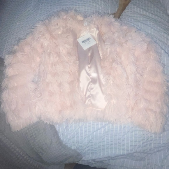 Selfie Leslie Montana Shaggy Faux Fur Jacket Pink - Picture 3 of 3